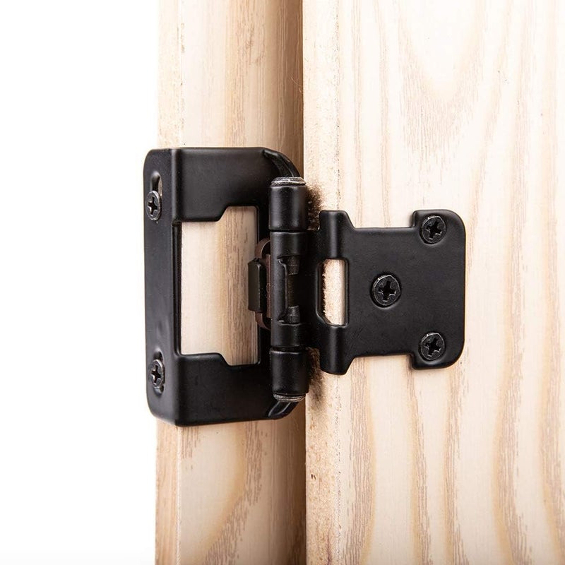 HOME MASTER HARDWARE 50 Packs (25 Pairs) 1/2" Overlay Cabinet Hinges, Self-Closing Semi Partial Wrap Kitchen Cabinet Door Hinge, Black Hinges for Kitchen/Cupboard Doors - Image 2